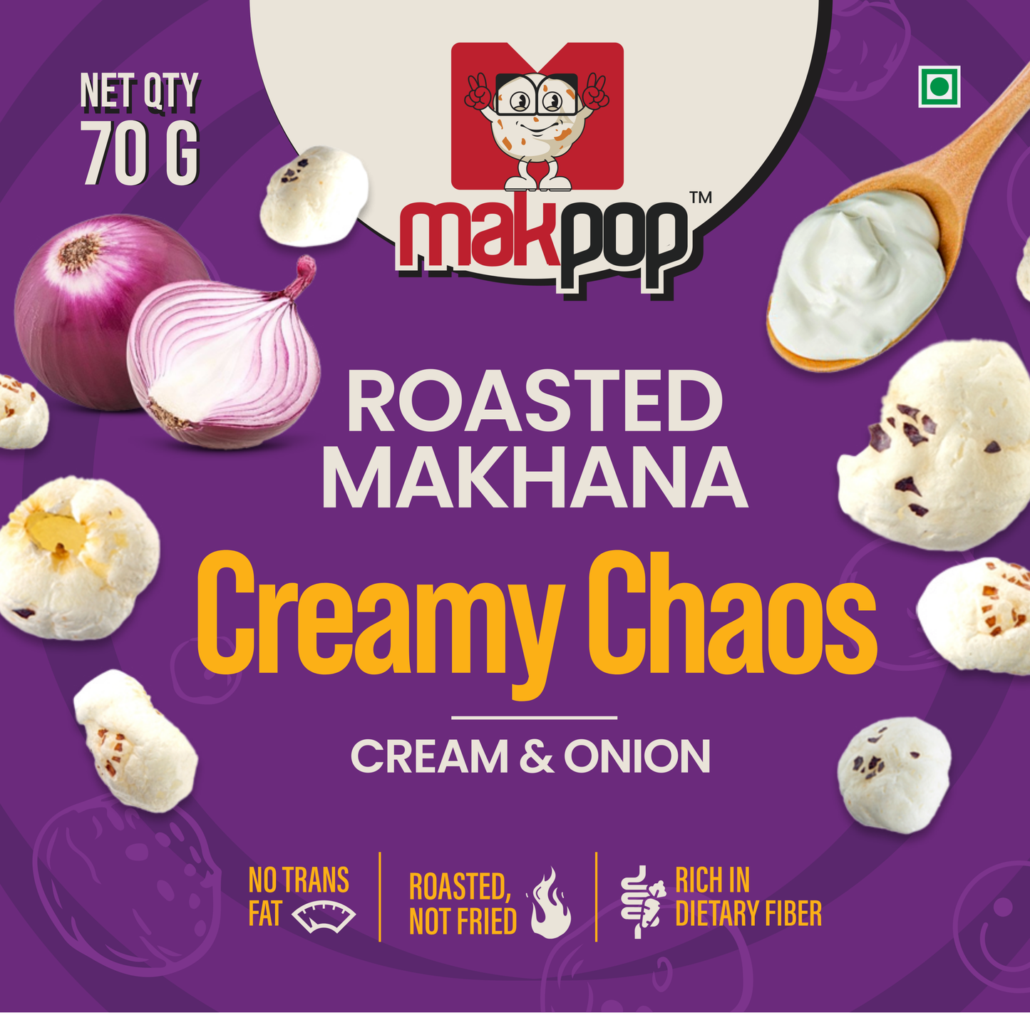 MAKPOP Roasted Makhana : Creamy Chaos (Cream & Onion)