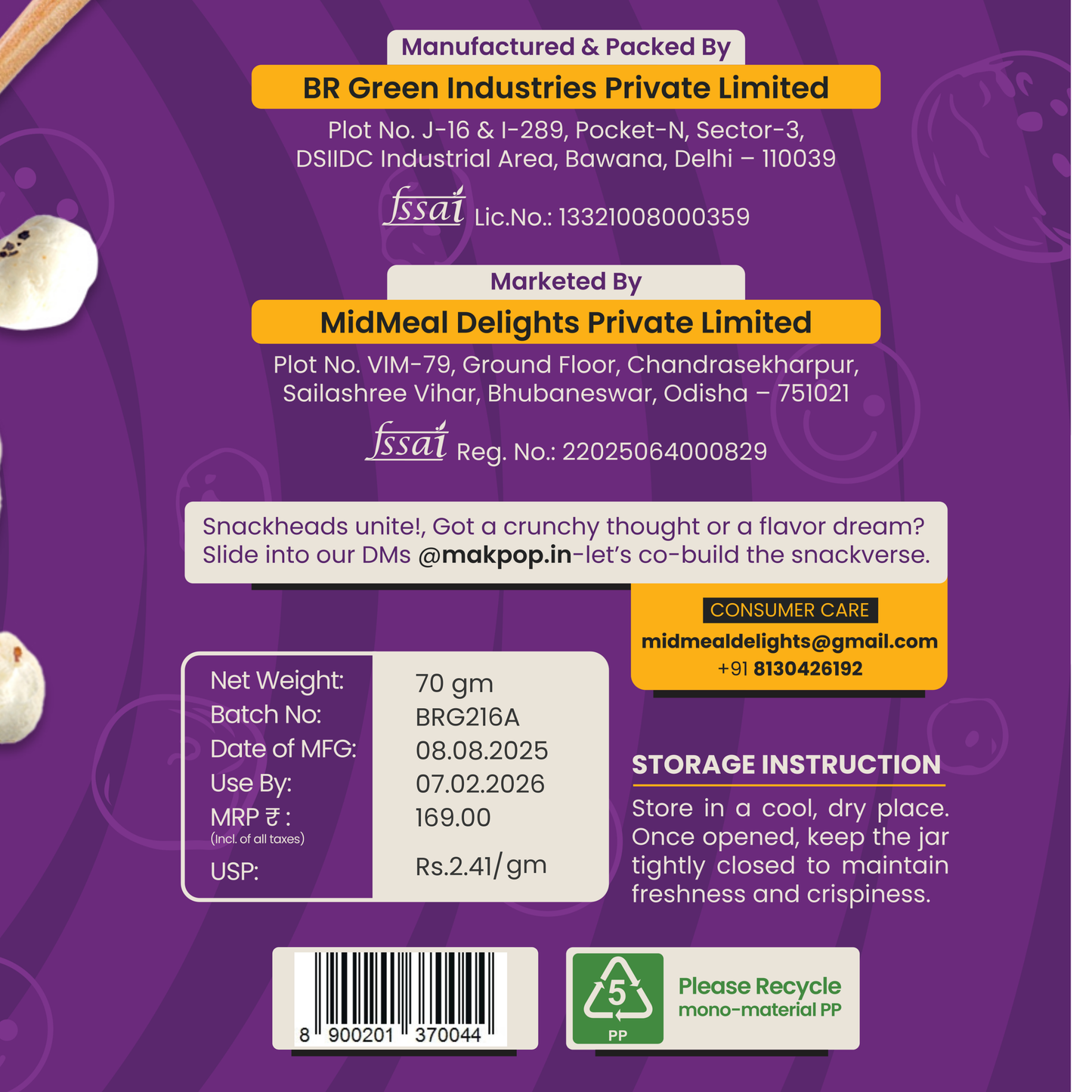 MAKPOP Roasted Makhana : Creamy Chaos (Cream & Onion)