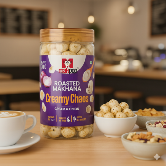 MAKPOP Roasted Makhana : Creamy Chaos (Cream & Onion)