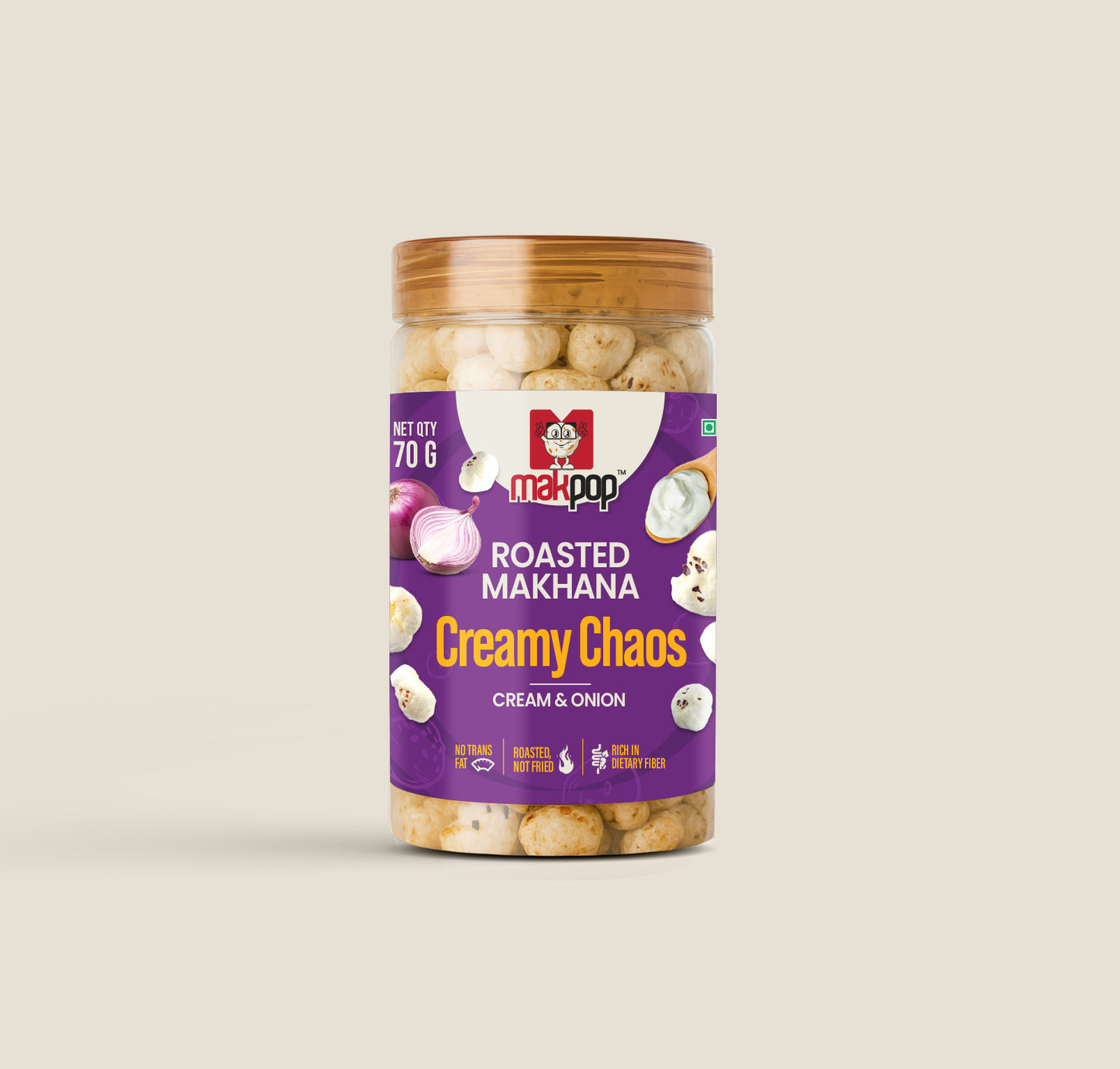 MAKPOP Roasted Makhana : Creamy Chaos (Cream & Onion)