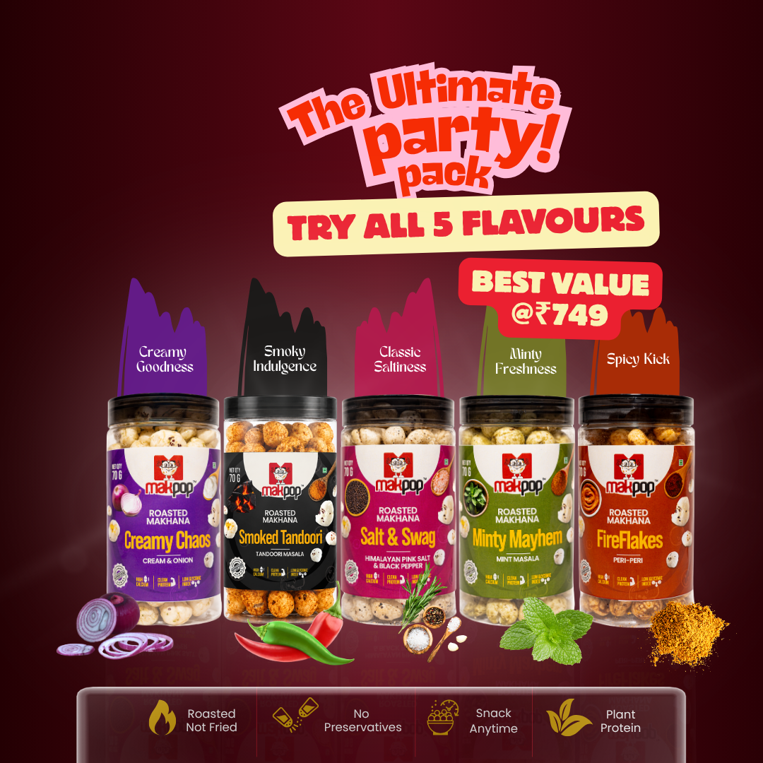MAKPOP Roasted Makhana | 5 Flavours Combo Pack | Free Shipping 🚚