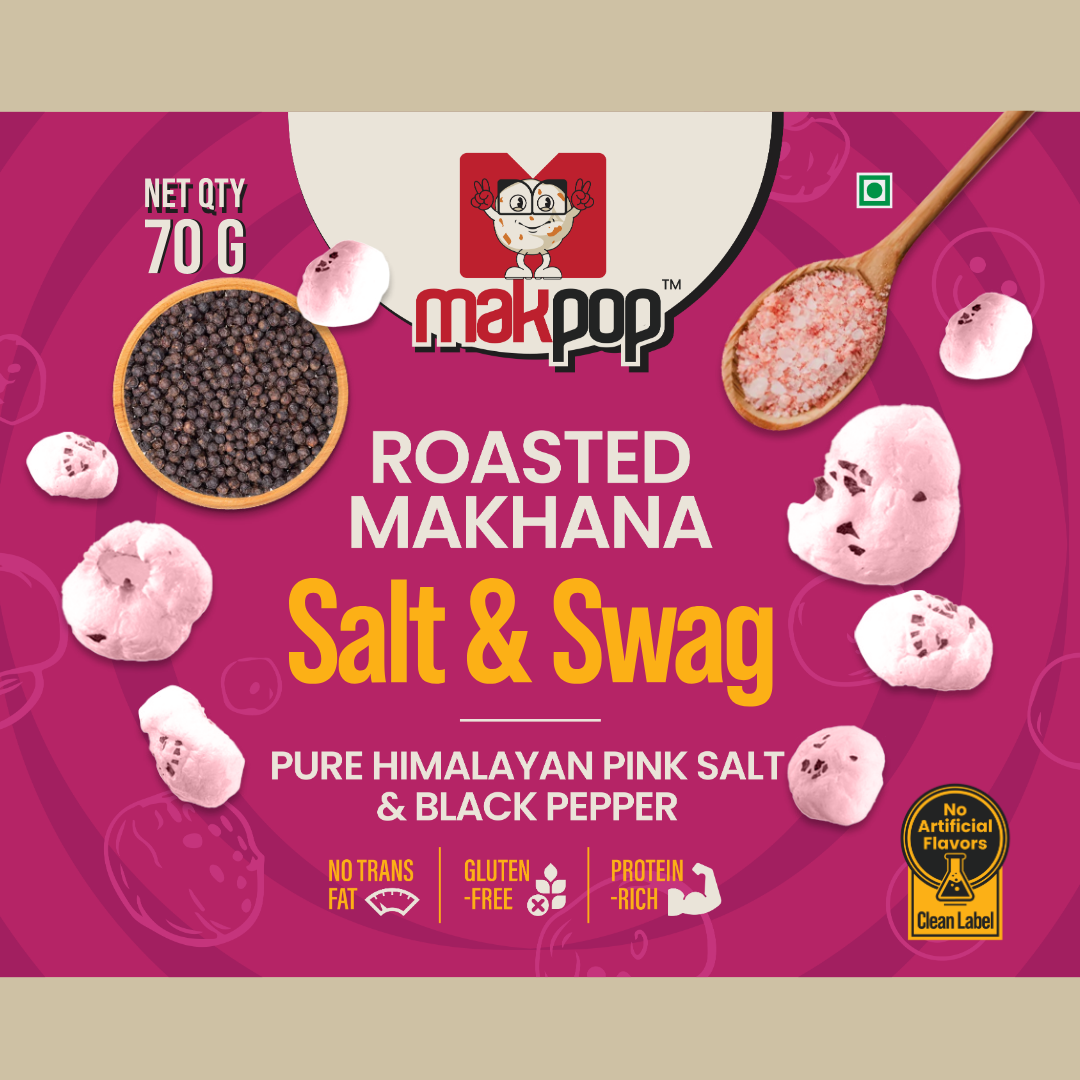 MAKPOP Roasted Makhana : Salt & Swag (Himalayan Pink Salt and Black pepper)