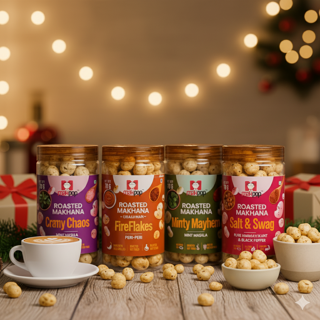 MAKPOP Roasted Makhana Combo Pack – 4 Flavours (Healthy Snack Box)