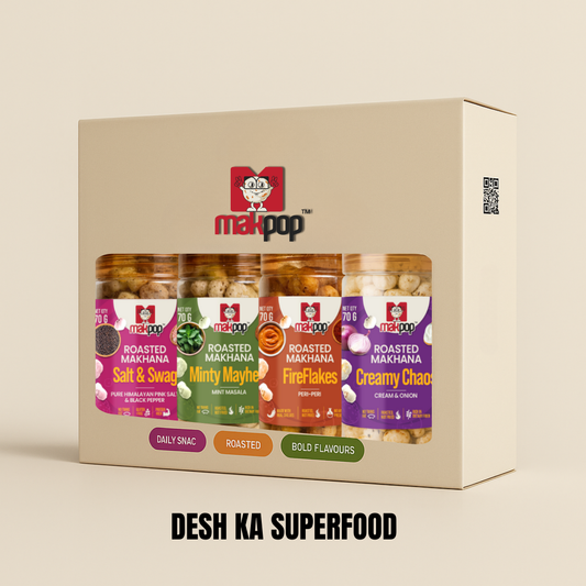 MAKPOP Roasted Makhana Combo Pack – 4 Flavours (Healthy Snack Box)