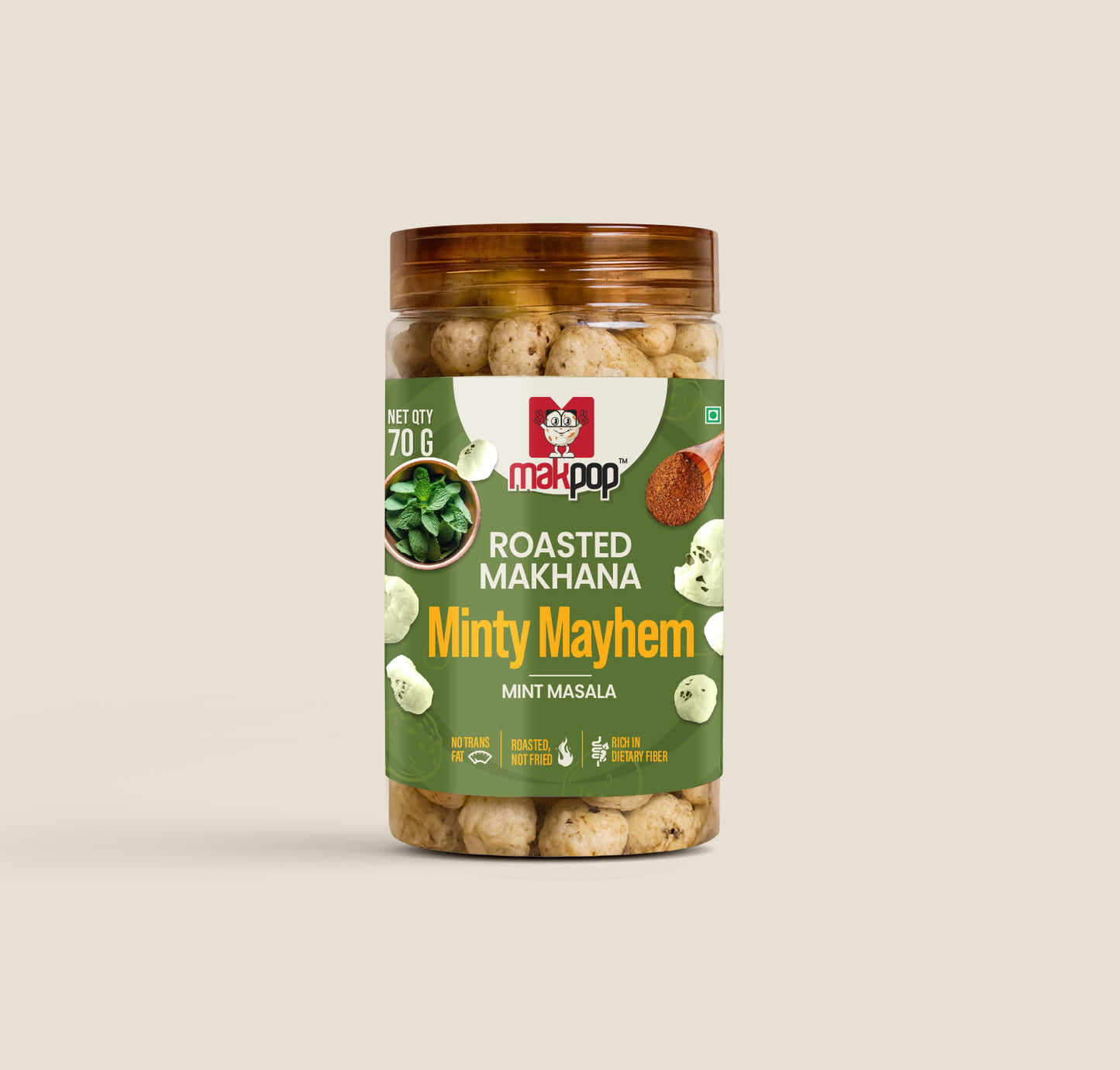 MAKPOP Roasted Makhana : Minty Mayhem (Mint Masala)