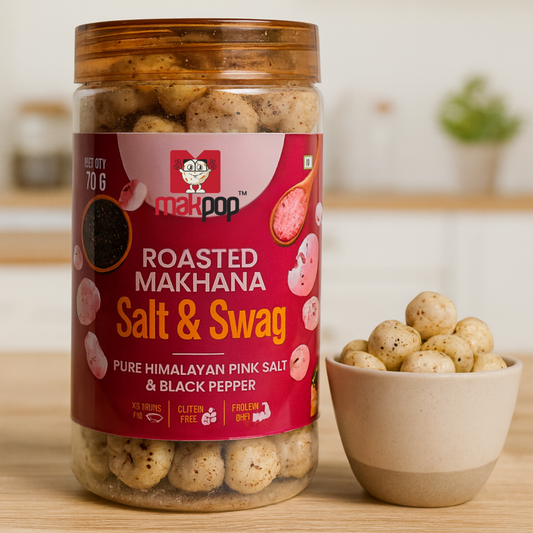 MAKPOP Roasted Makhana : Salt & Swag (Himalayan Pink Salt and Black pepper)