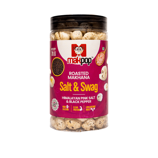 MAKPOP Roasted Makhana : Salt & Swag  (Himalayan Pink Salt and Black pepper)