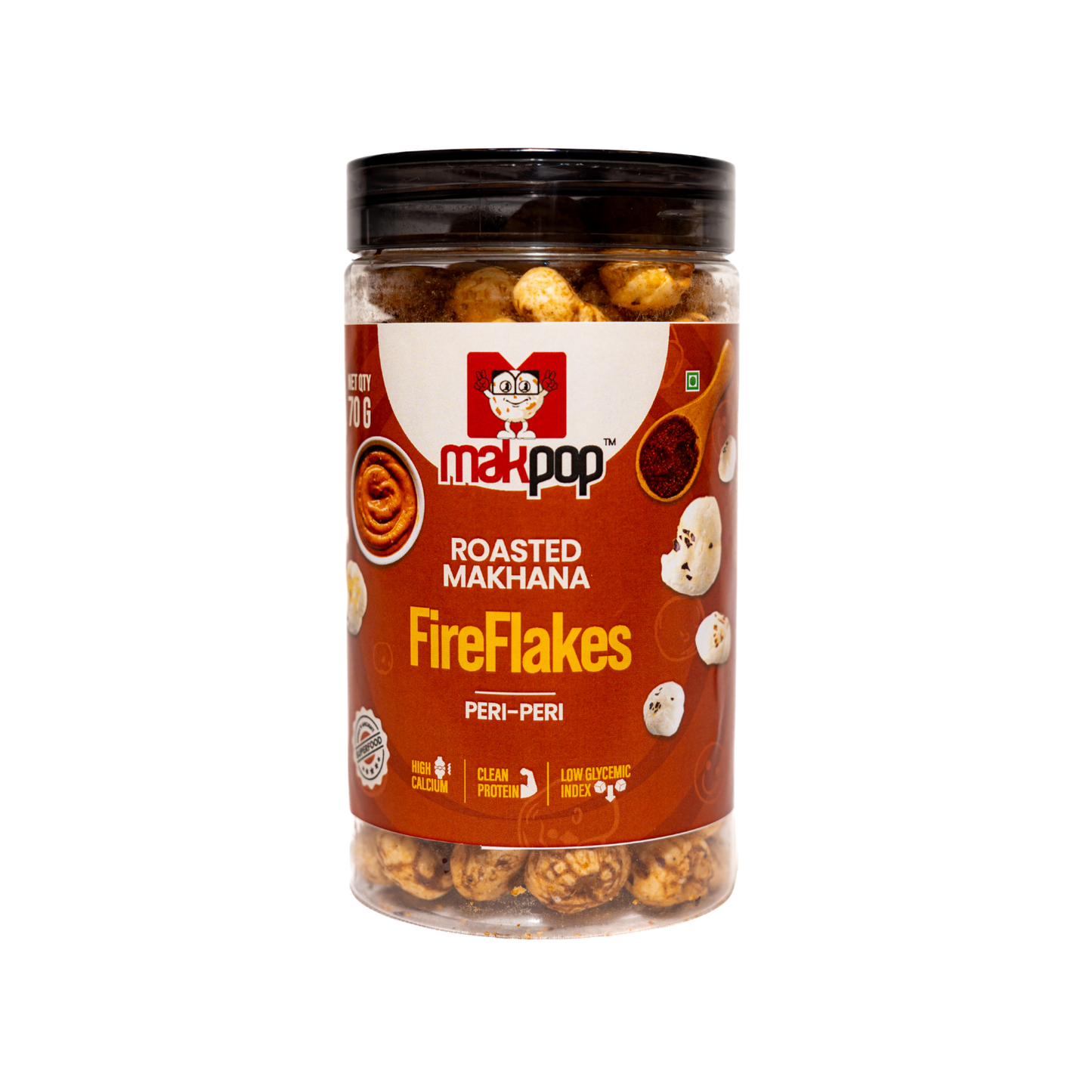 MAKPOP Roasted Makhana : Fire Flakes (Peri Peri)
