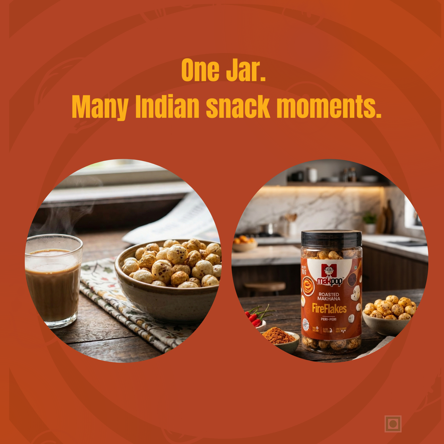 MAKPOP Roasted Makhana : Fire Flakes (Peri Peri)