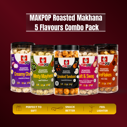 MAKPOP Roasted Makhana | 5 Flavours Combo Pack | Free Shipping 🚚