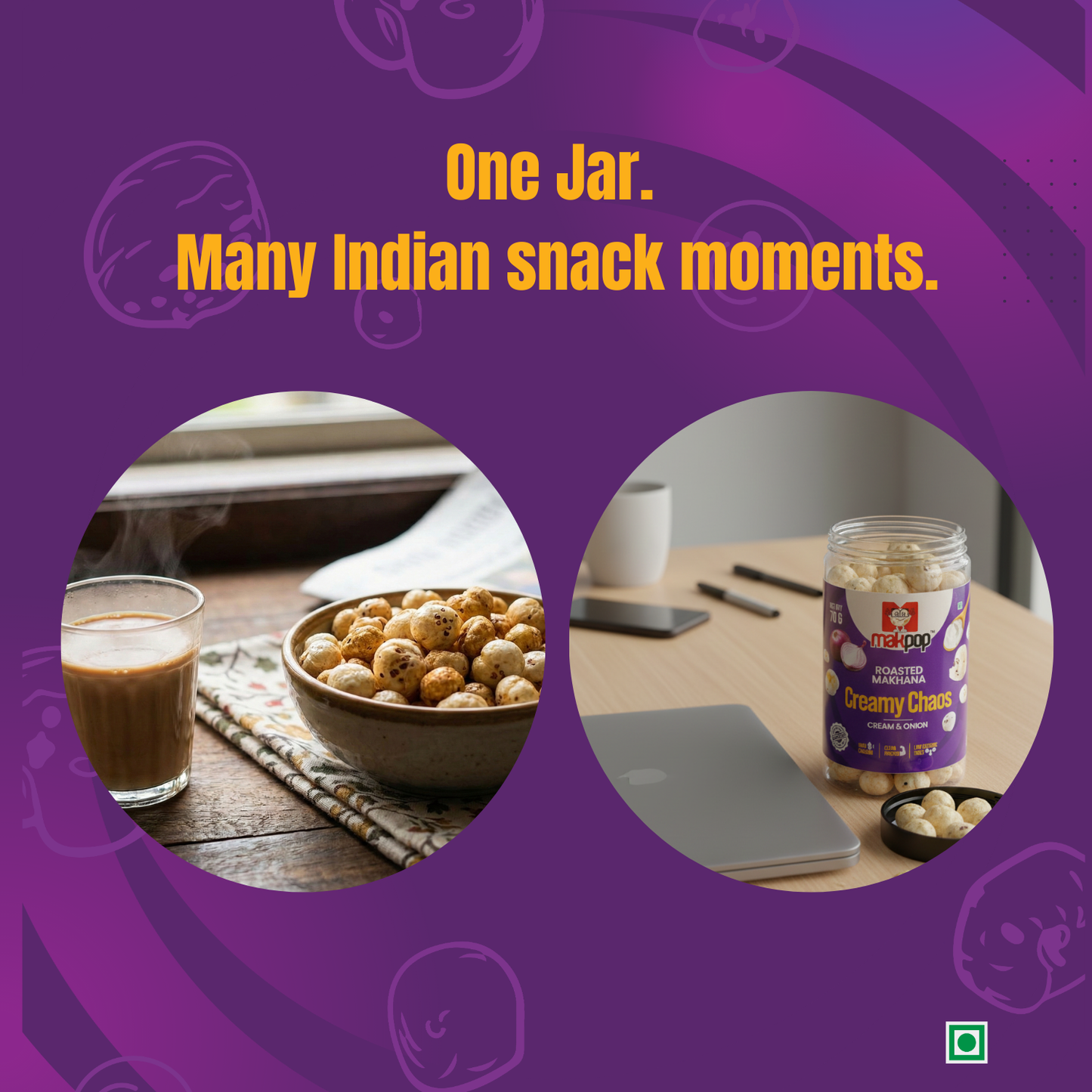 MAKPOP Roasted Makhana : Creamy Chaos (Cream & Onion)