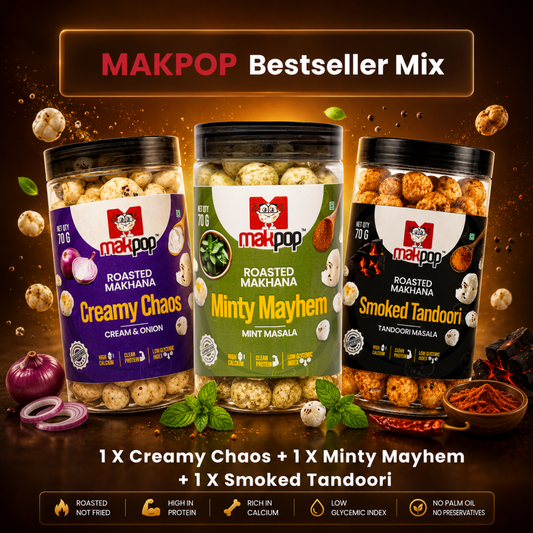 MAKPOP Roasted Makhana | Pick Your 3-Jar Combo | Free Shipping 🚚