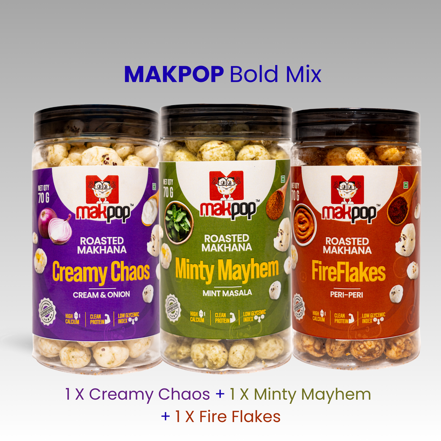 MAKPOP Roasted Makhana | Pick Your 3-Jar Combo | Free Shipping 🚚