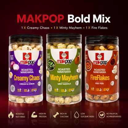 MAKPOP Roasted Makhana | Pick Your 3-Jar Combo | Free Shipping 🚚