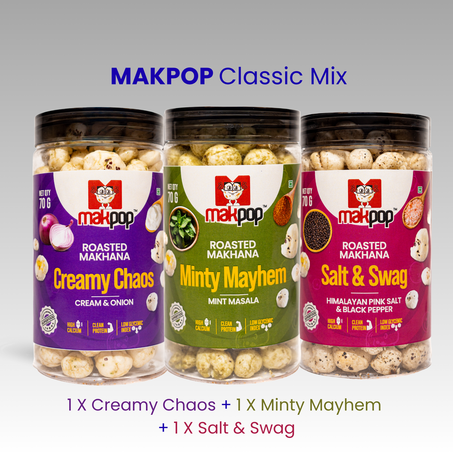 MAKPOP Roasted Makhana | Pick Your 3-Jar Combo | Free Shipping 🚚
