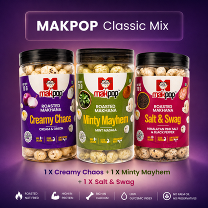 MAKPOP Roasted Makhana | Pick Your 3-Jar Combo | Free Shipping 🚚