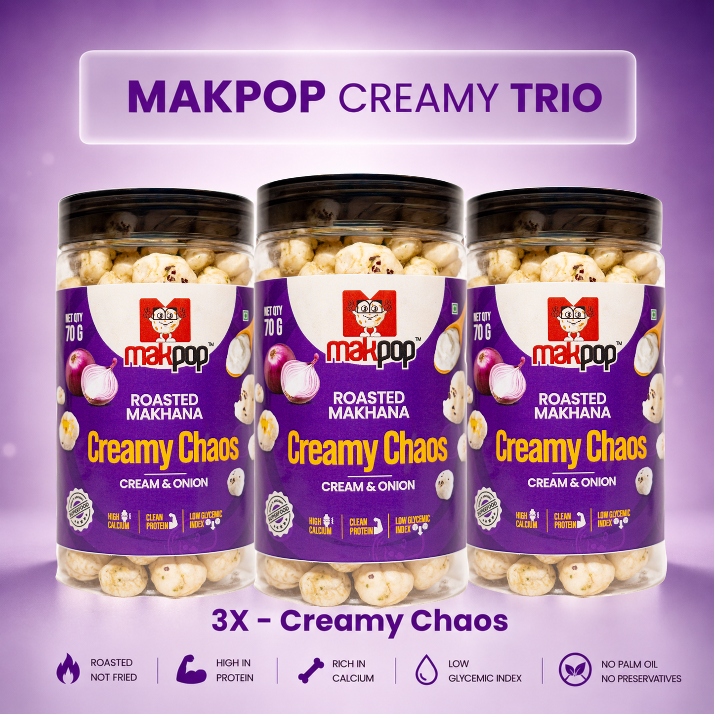 MAKPOP Roasted Makhana | Pick Your 3-Jar Combo | Free Shipping 🚚