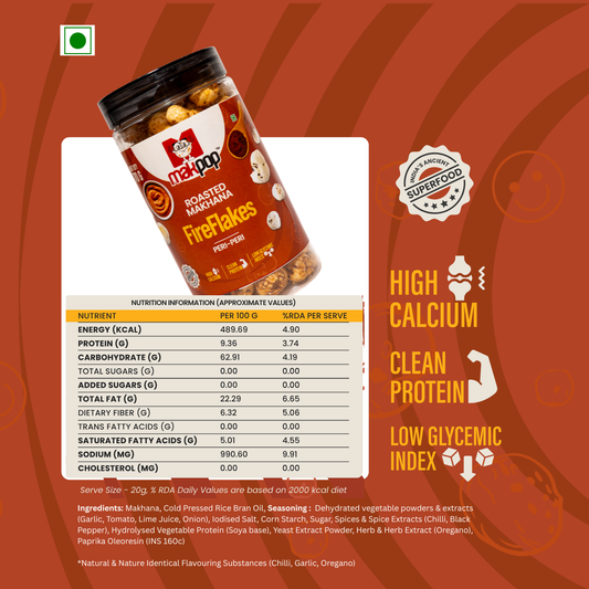 MAKPOP Roasted Makhana : Fire Flakes (Peri Peri)