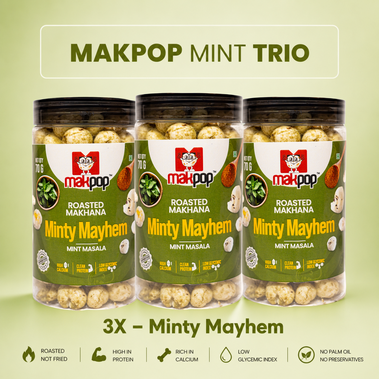 MAKPOP Roasted Makhana | Pick Your 3-Jar Combo | Free Shipping 🚚