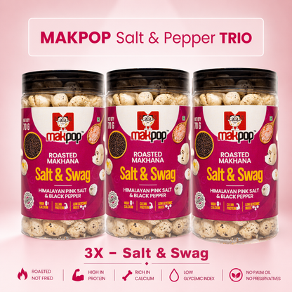MAKPOP Roasted Makhana | Pick Your 3-Jar Combo | Free Shipping 🚚