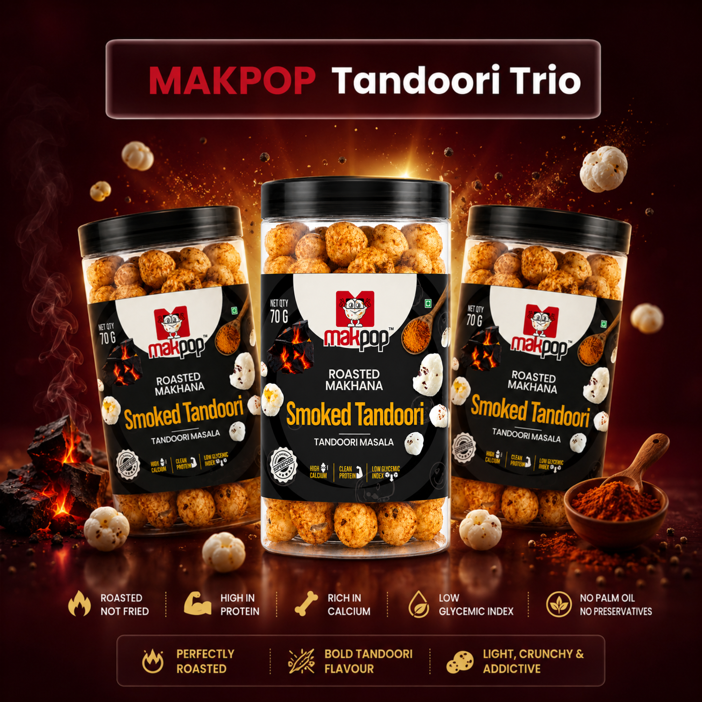 MAKPOP Roasted Makhana | Pick Your 3-Jar Combo | Free Shipping 🚚