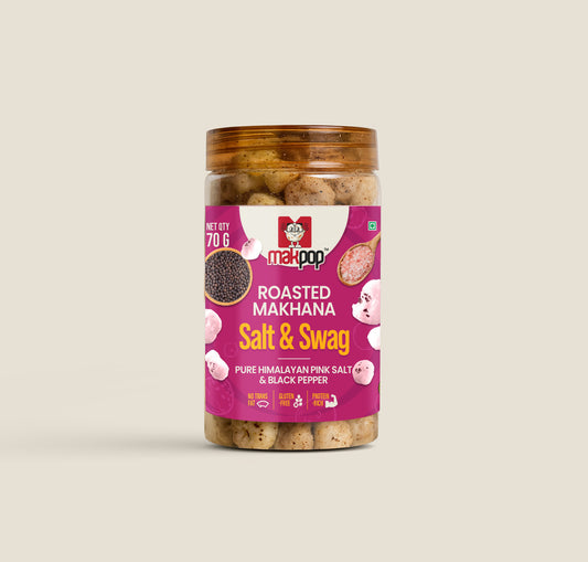 MAKPOP Roasted Makhana : Salt & Swag  (Himalayan Pink Salt and Black pepper)