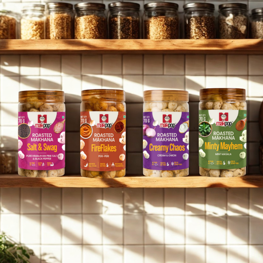 MAKPOP Roasted Makhana Combo Pack – 4 Flavours (Healthy Snack Box)